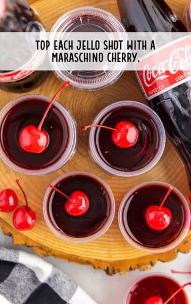 jello shots topped with cherry