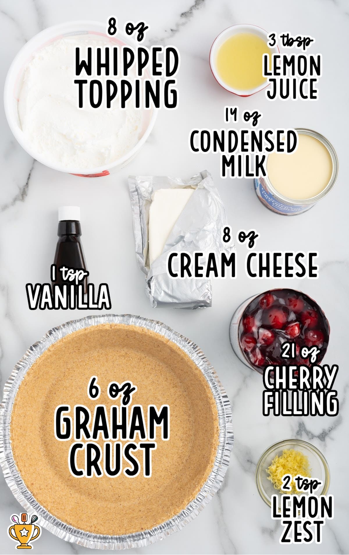 ingredients for cherry cream cheese pie laid out