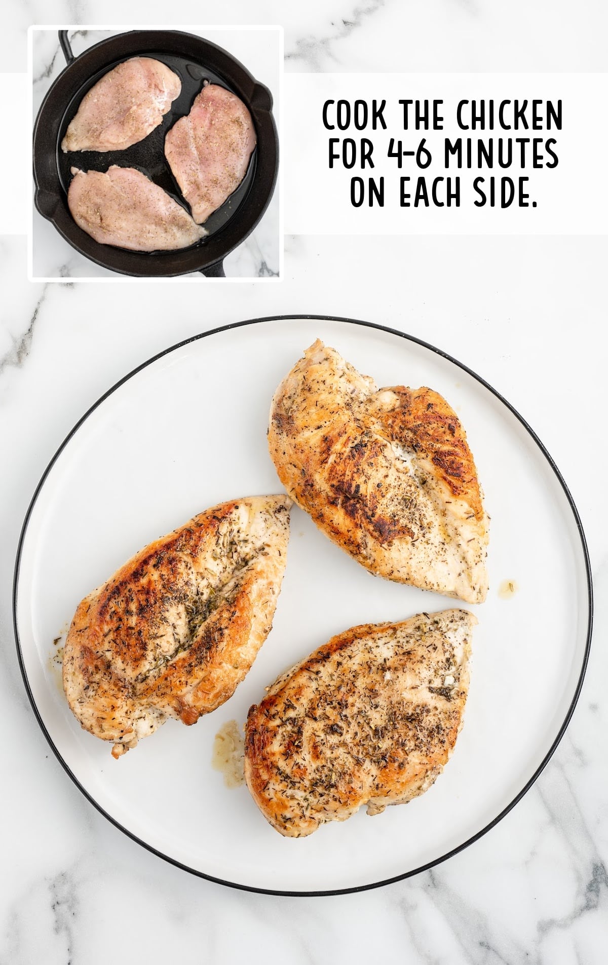 chicken cooked on a skillet and placed on a plate