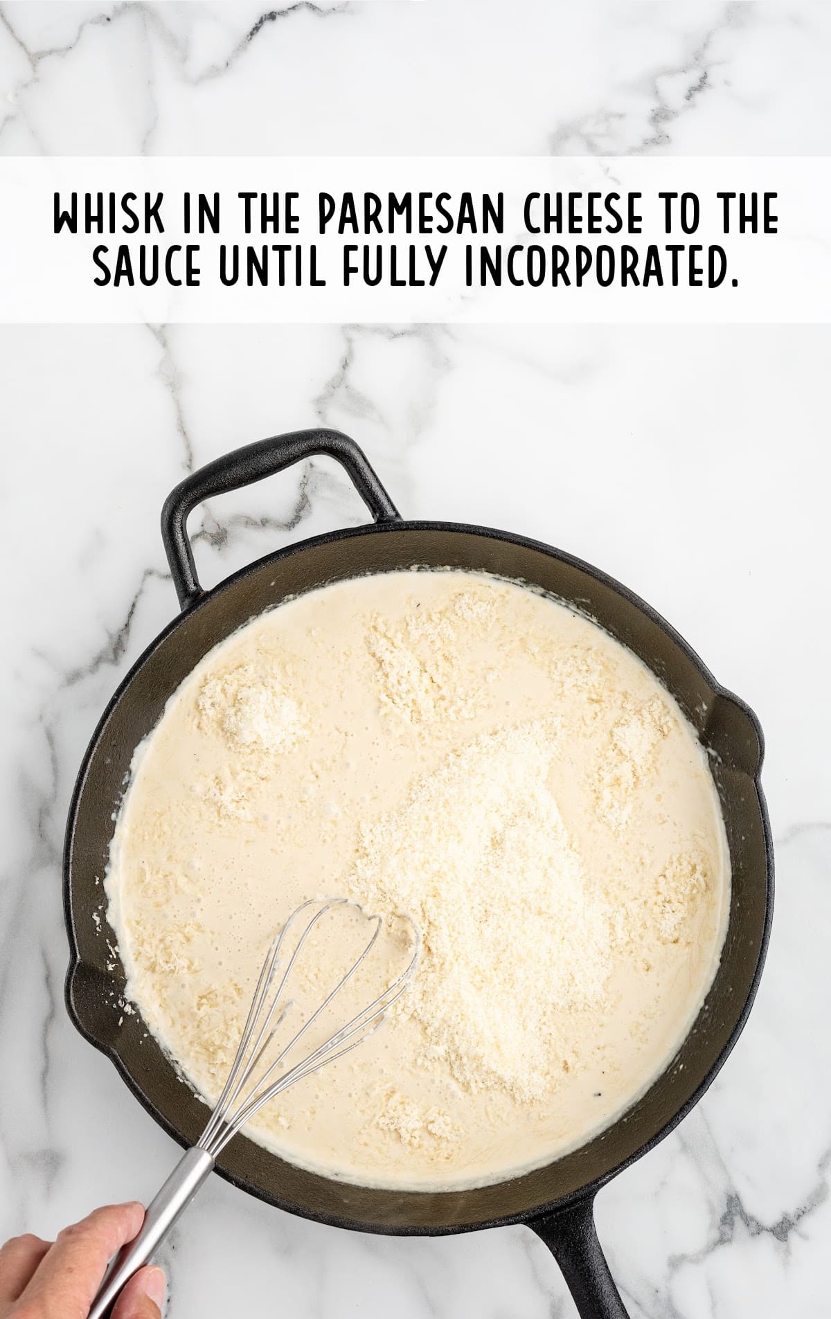 parmesan cheese whisked with the sauce