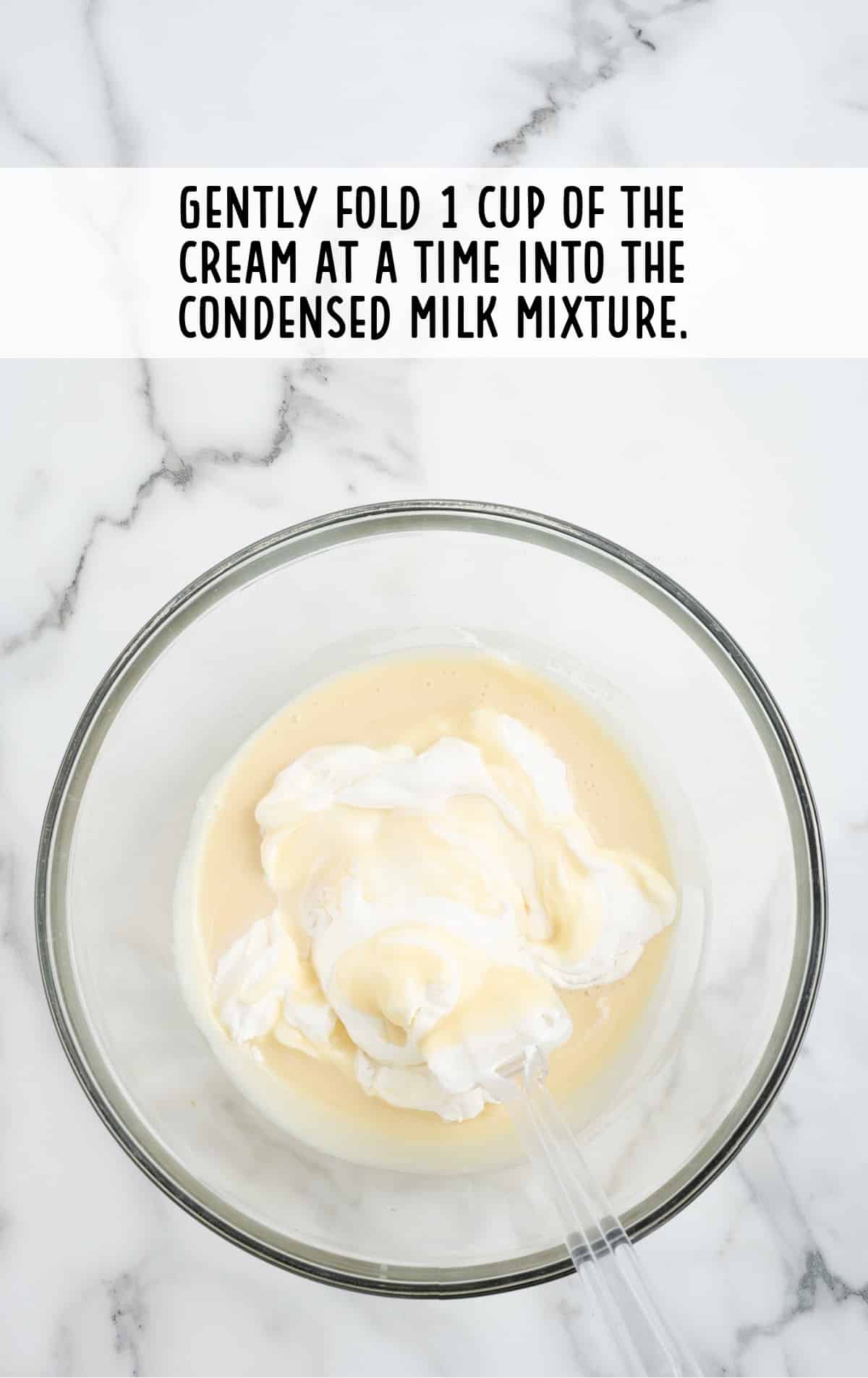 heavy cream folded into the condensed milk mixture