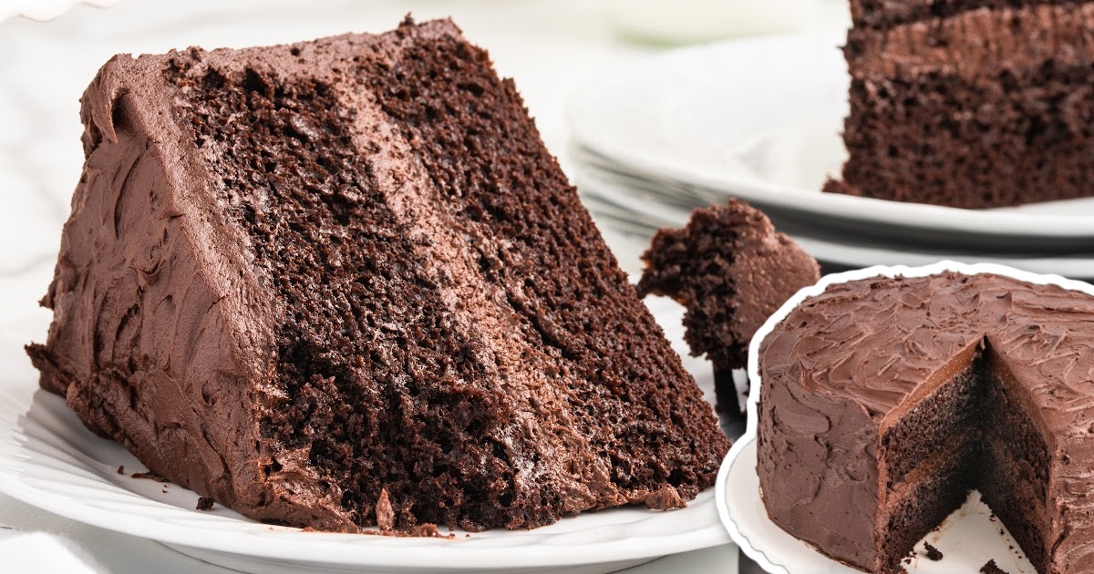 a slice of Chocolate Fudge Cake on a plate