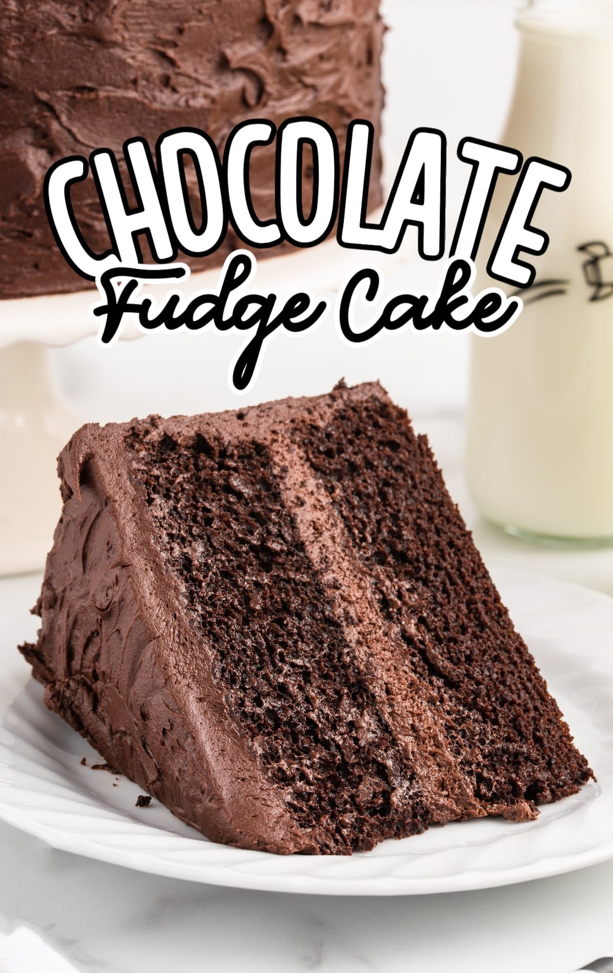 a slice of Chocolate Fudge Cake on a plate