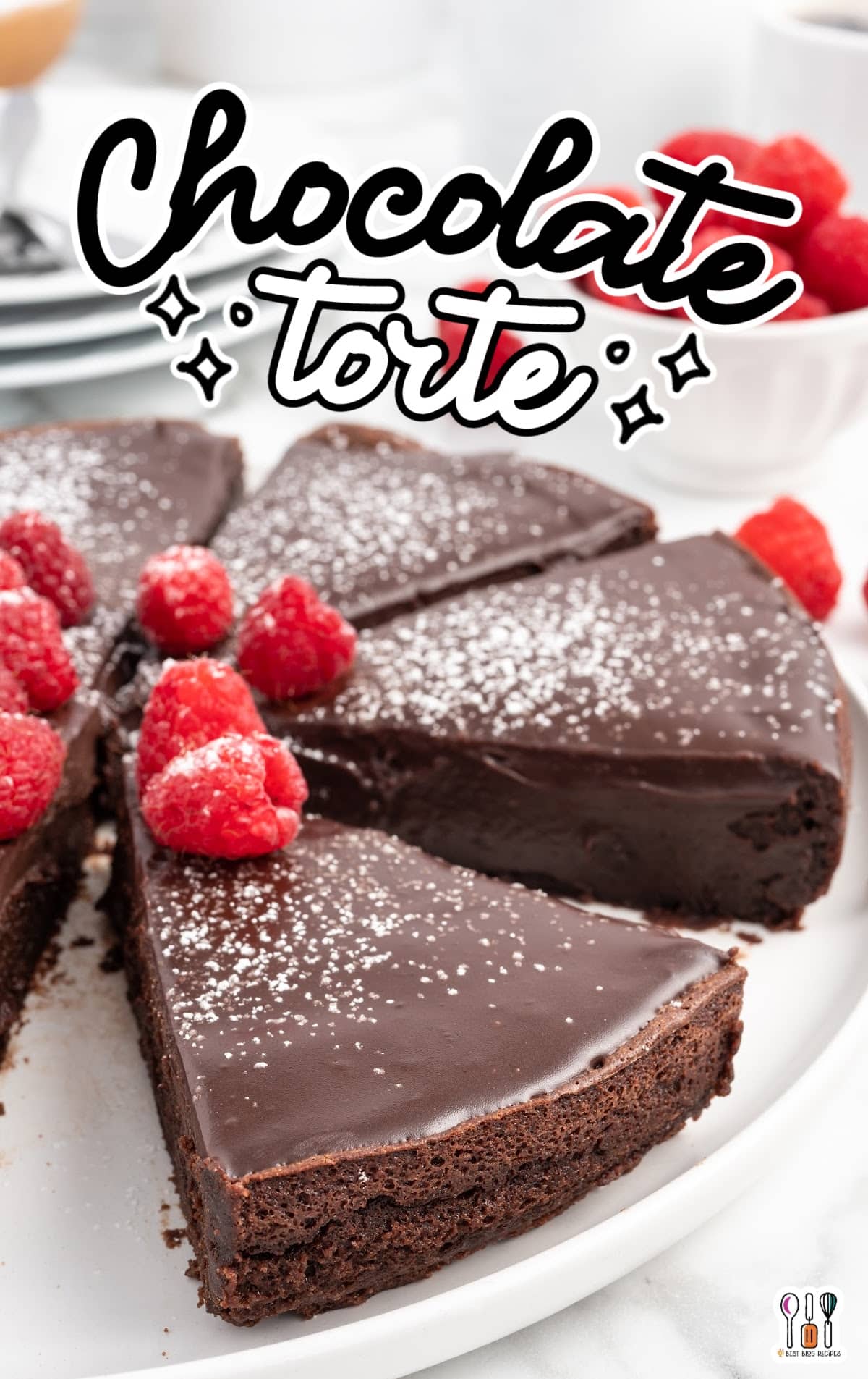 Pieces of Chocolate Torte on a plate