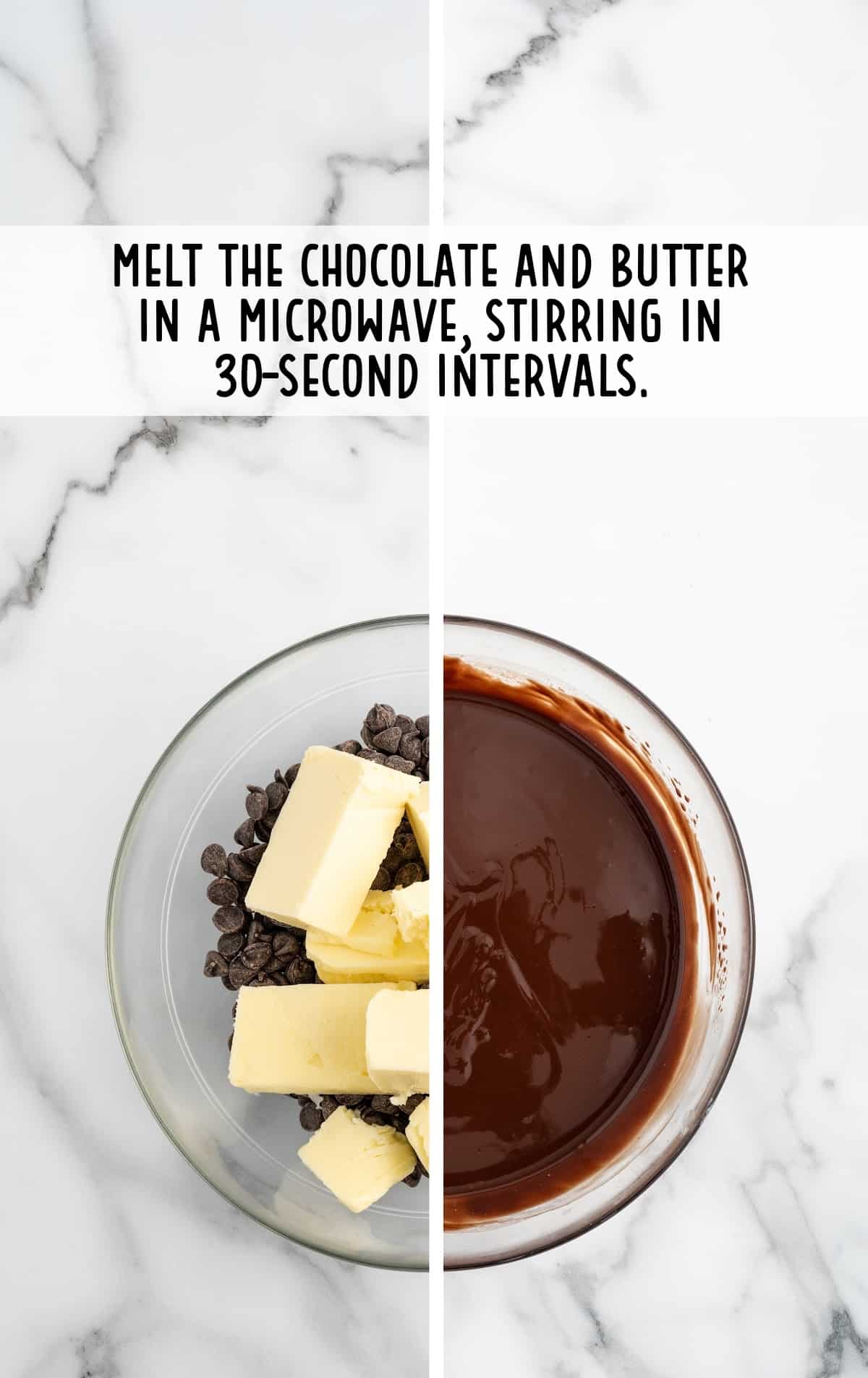 chocolate and butter in a clear bowl