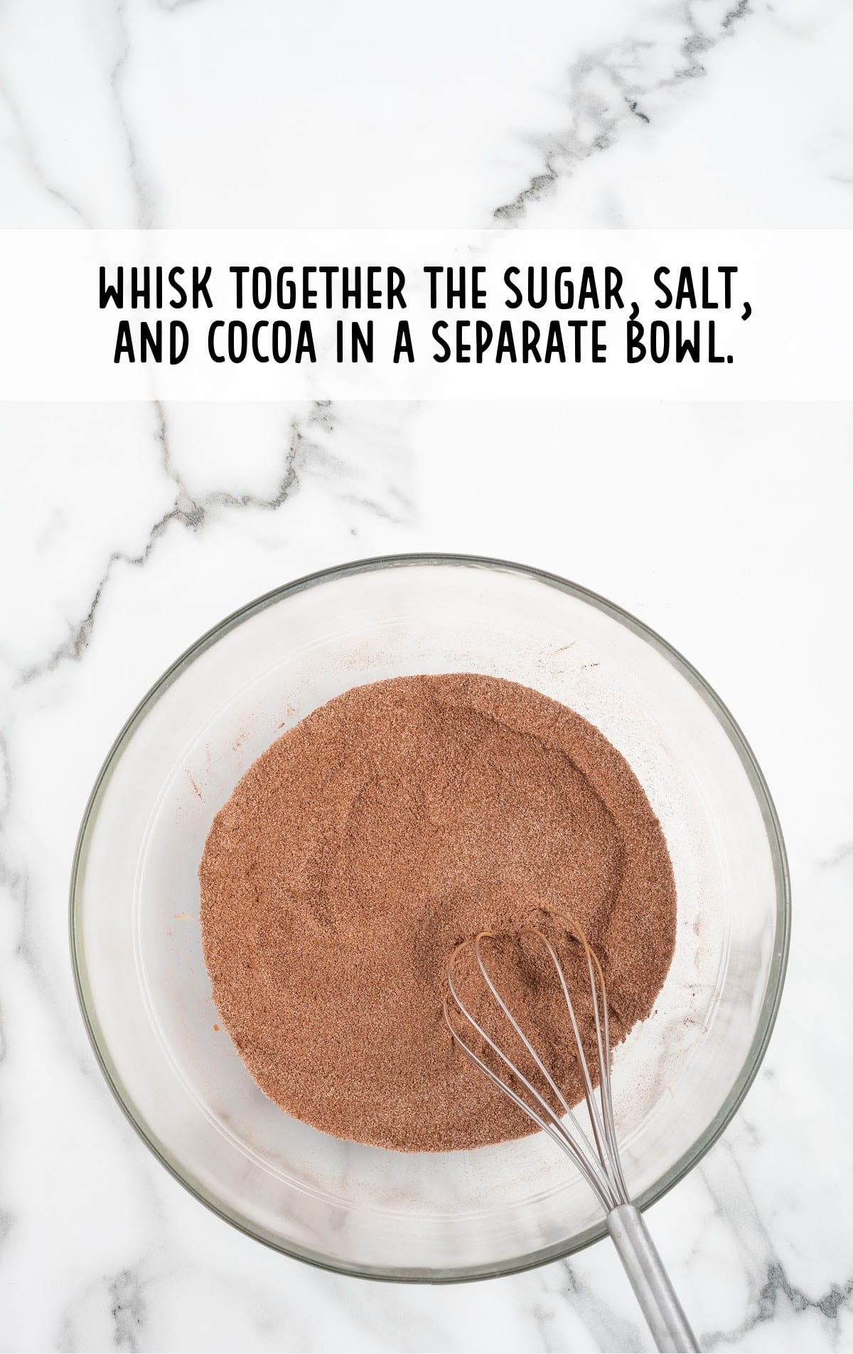 sugar, salt and cocoa mixture in a clear bowl