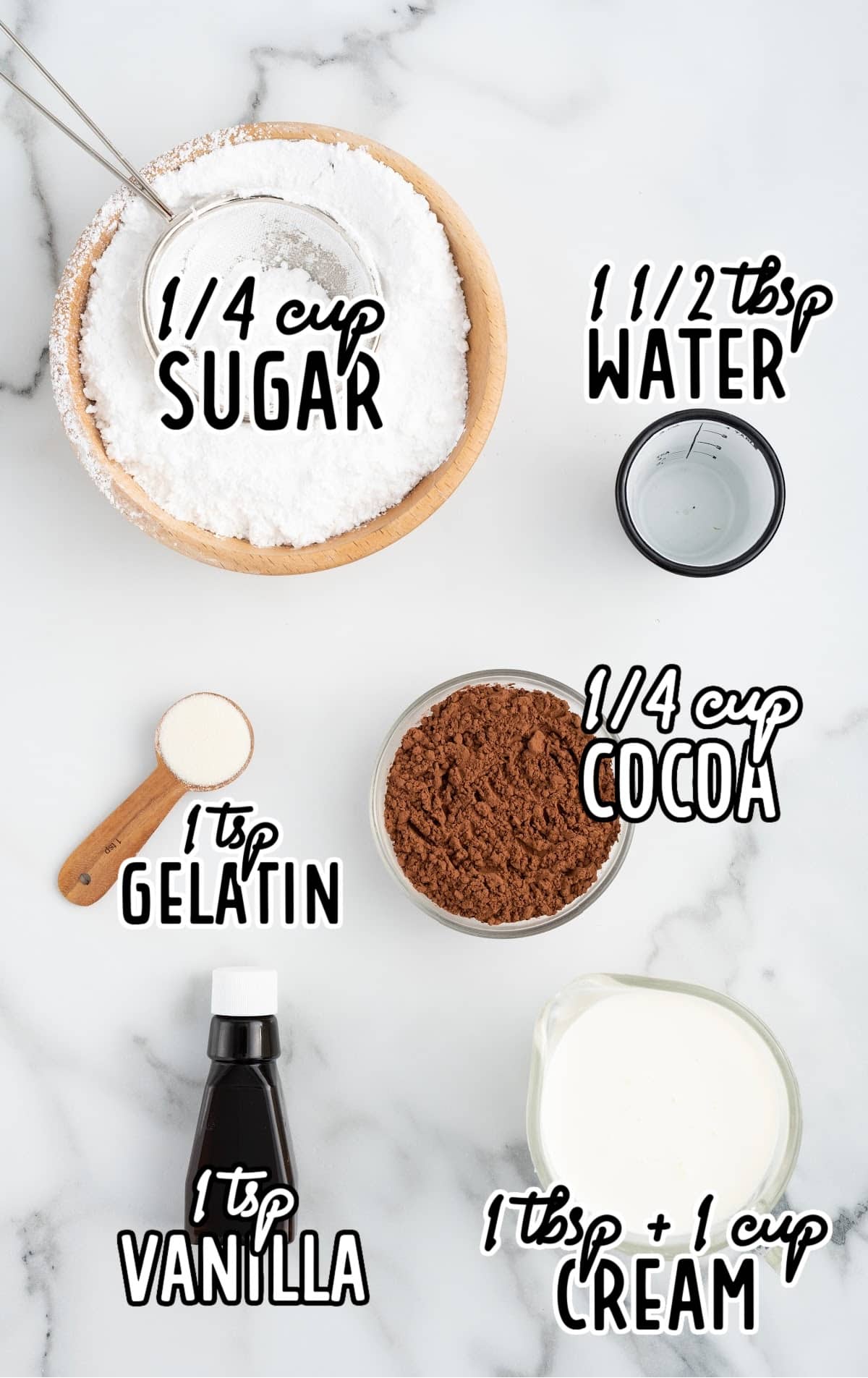 Chocolate Whipped Cream raw ingredients that are labeled