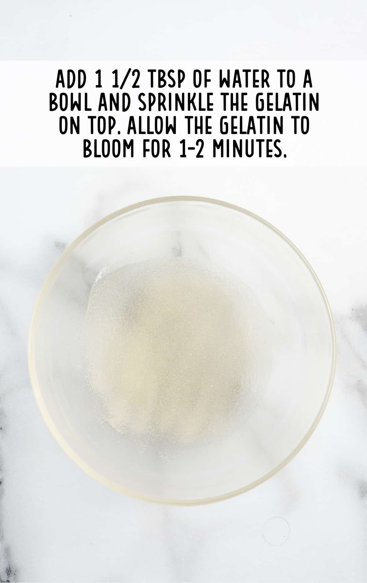 water and gelatin added to a bowl