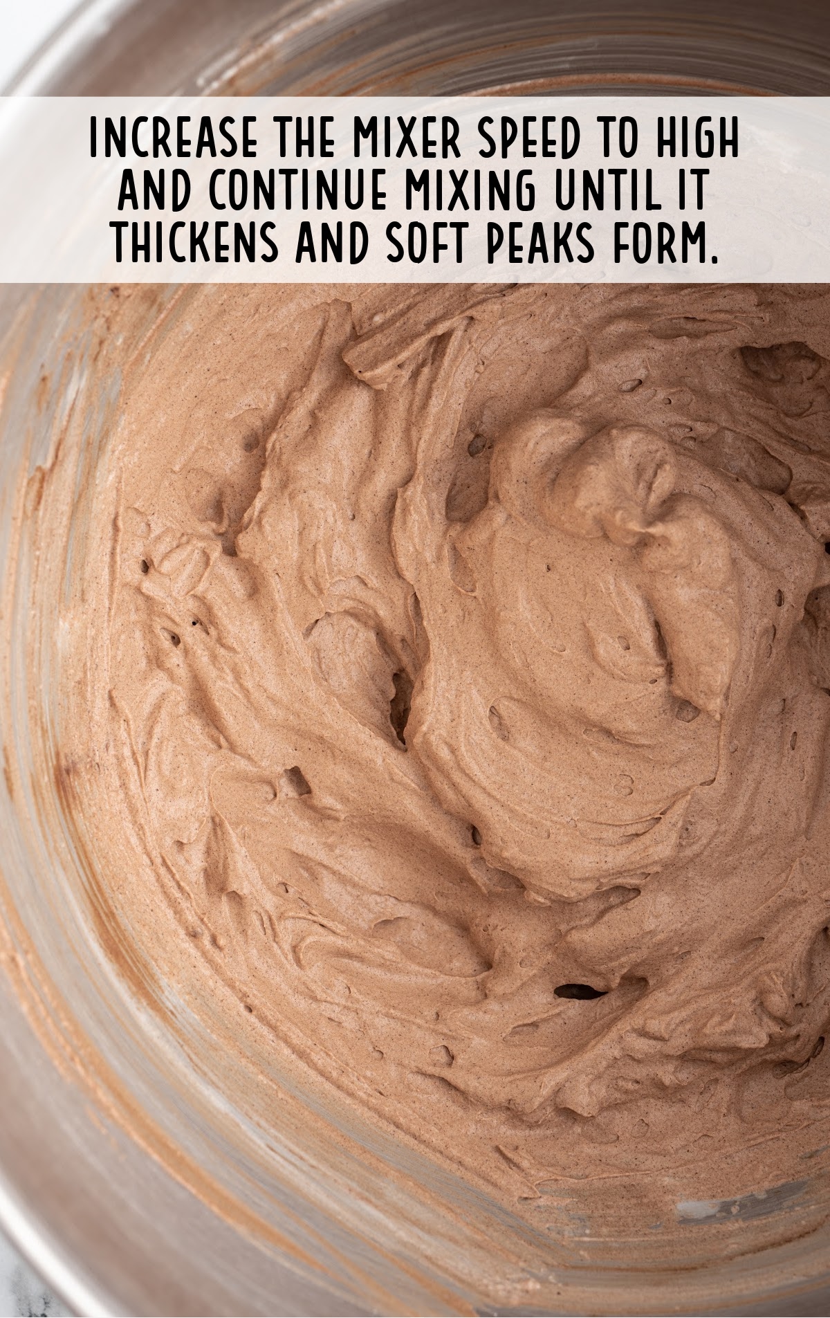 Chocolate Whipped Cream whipped in a bowl