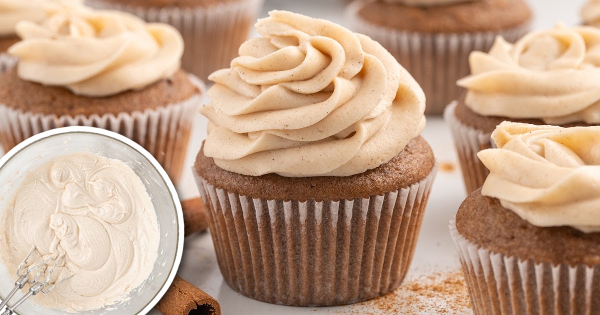 cupcakes topped with Cool Whip Frosting on a wooden tray