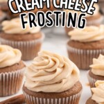 a cupcake topped with Cinnamon Cream Cheese Frosting