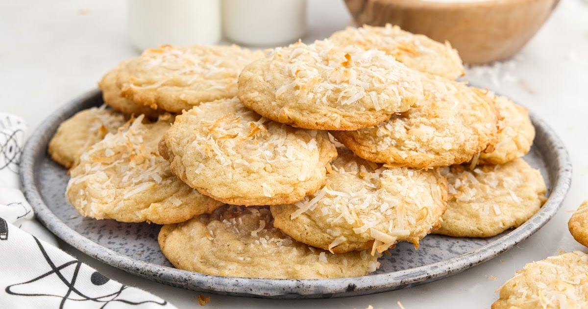 overhead shot of White Chocolate Chip Cookies on a cooling rack