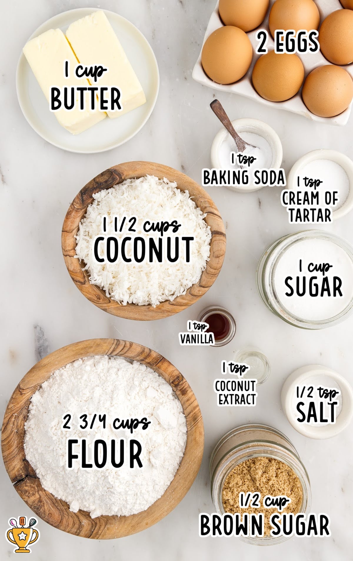 Coconut Cookies raw ingredients that are labeled