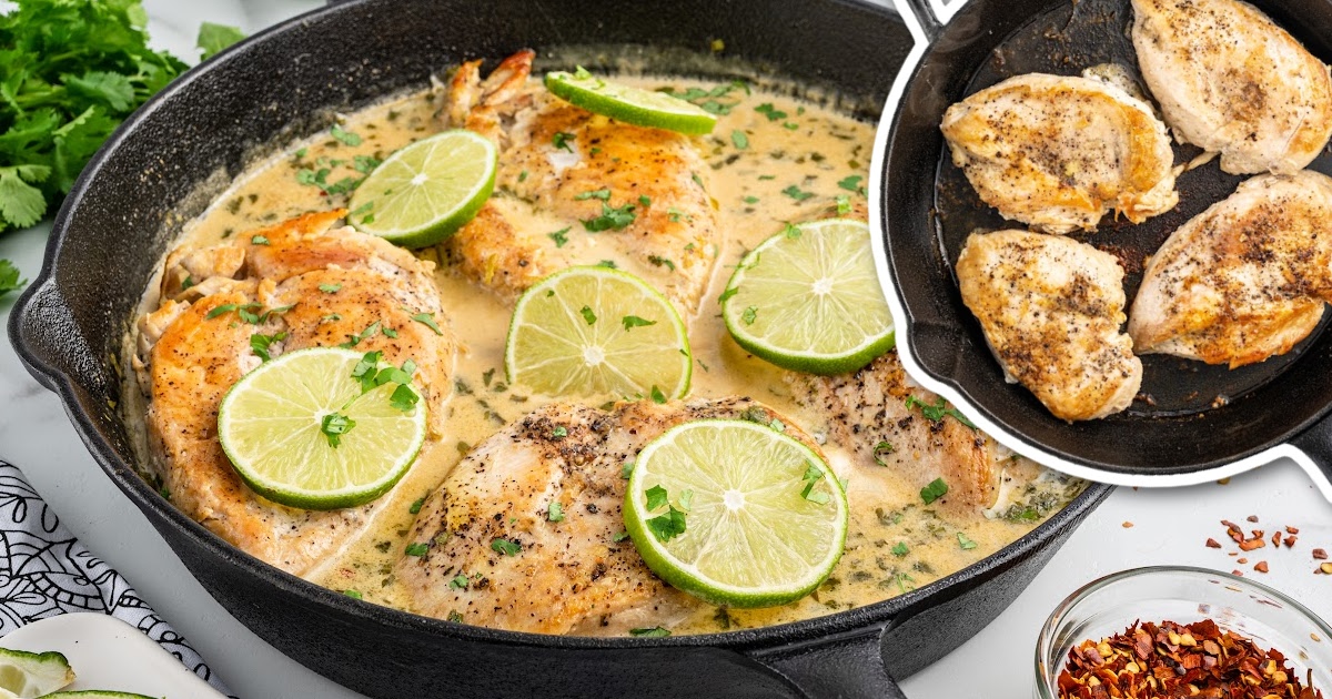 close up shot of Beer Marinated Chicken garnish with cilantro in a baking dish