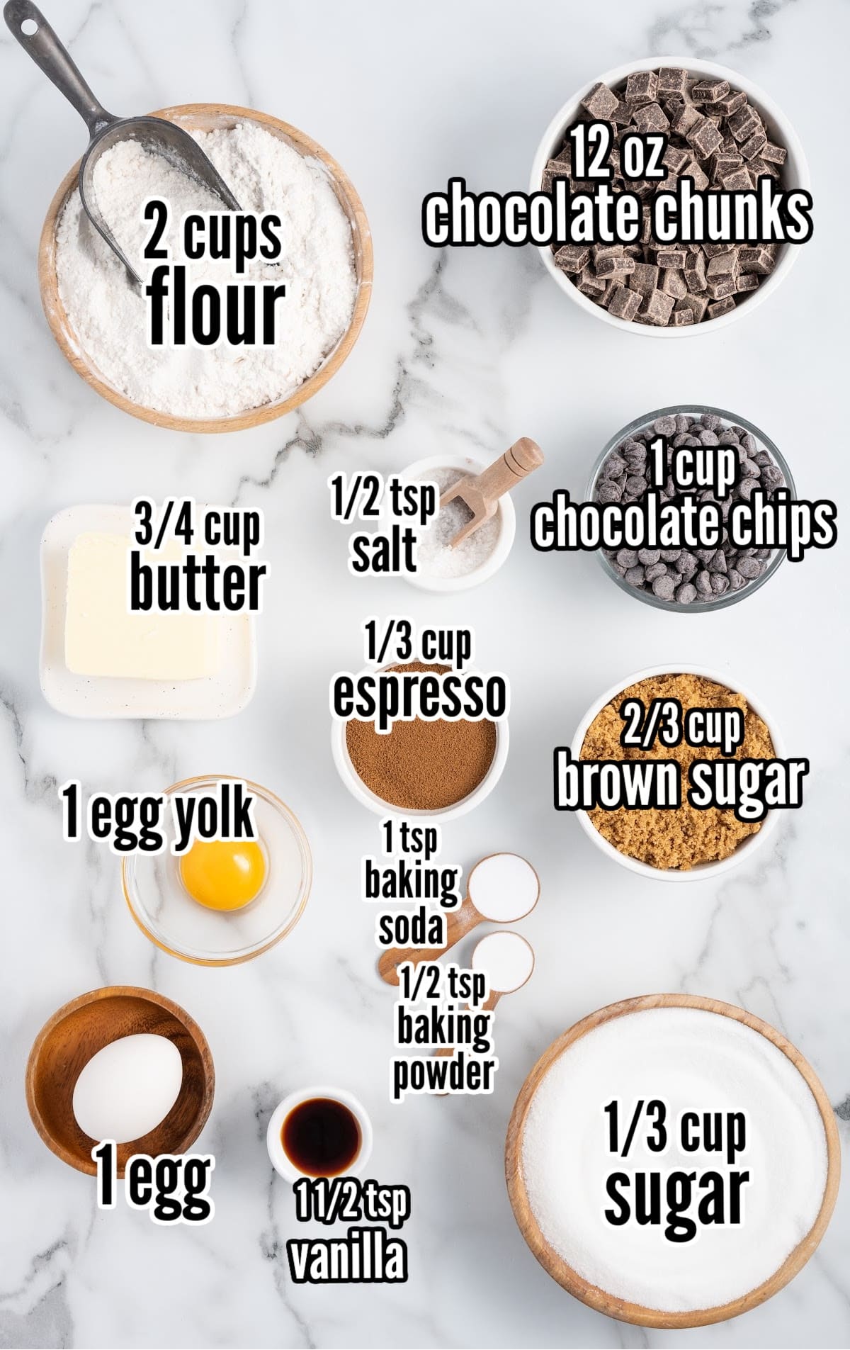 Coffee Cookies raw ingredients that are labeled
