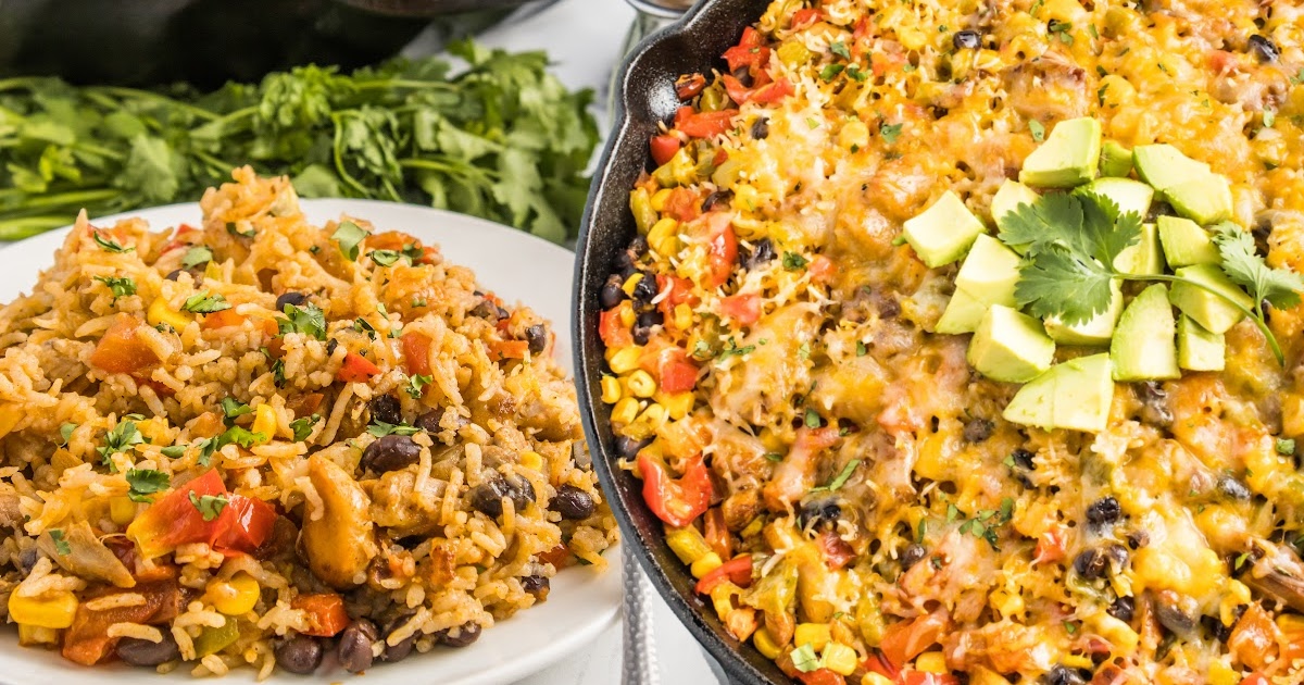 overhead shot of Fiesta Chicken in a skillet