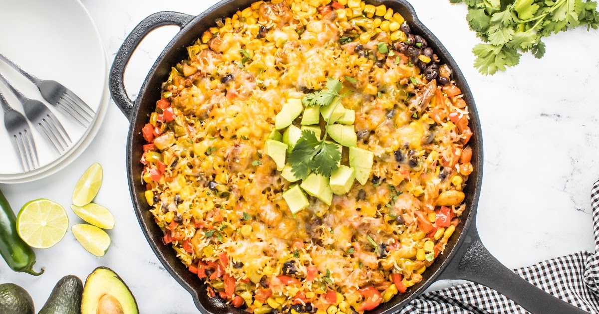 overhead shot of Fiesta Chicken in a skillet