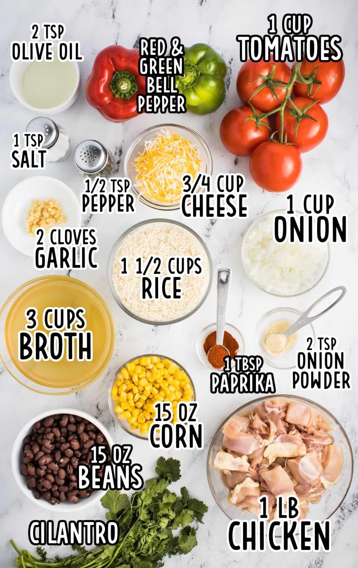 Fiesta Chicken raw ingredients that are labeled