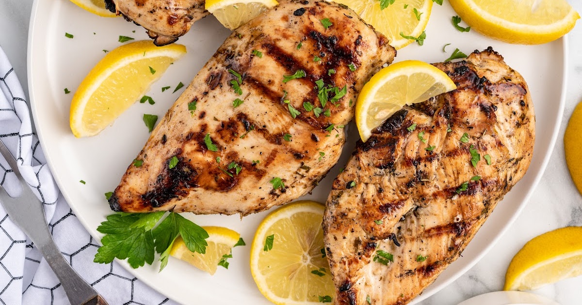 overhead shot of Greek Chicken Marinade on a plate