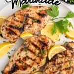 overhead shot of Greek Chicken Marinade on a plate
