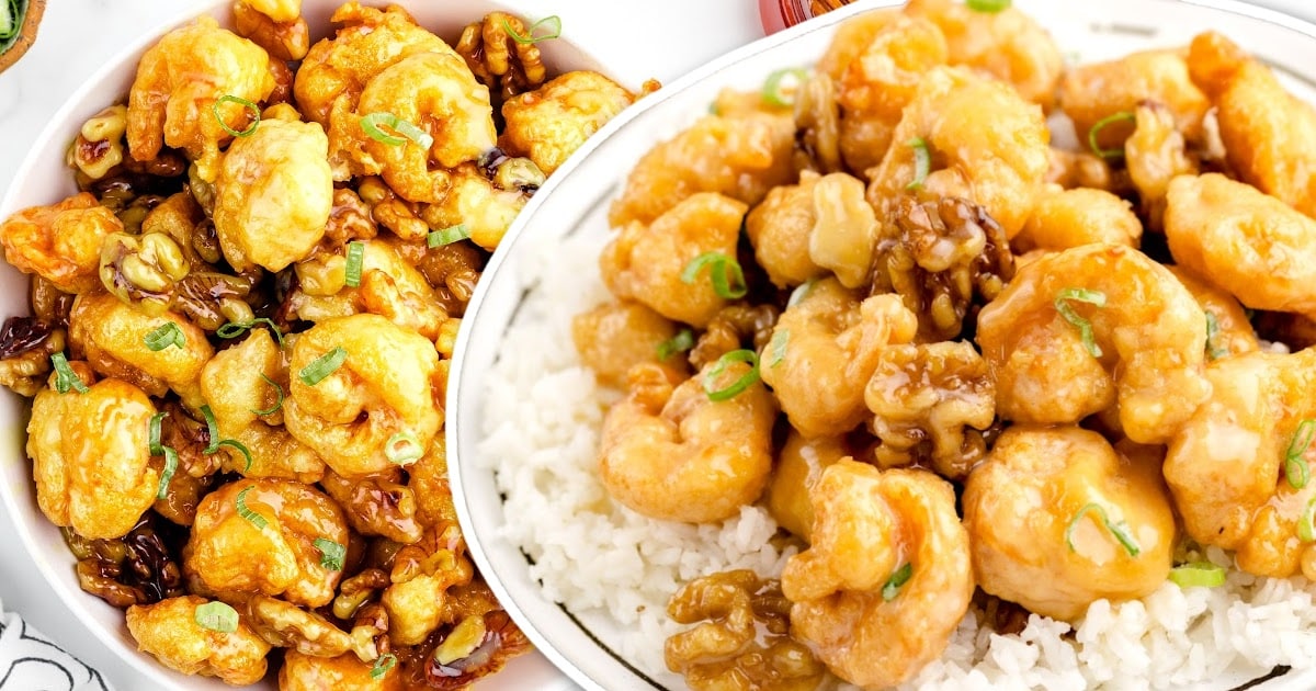 close up shot of a bowl of Bang Bang Shrimp