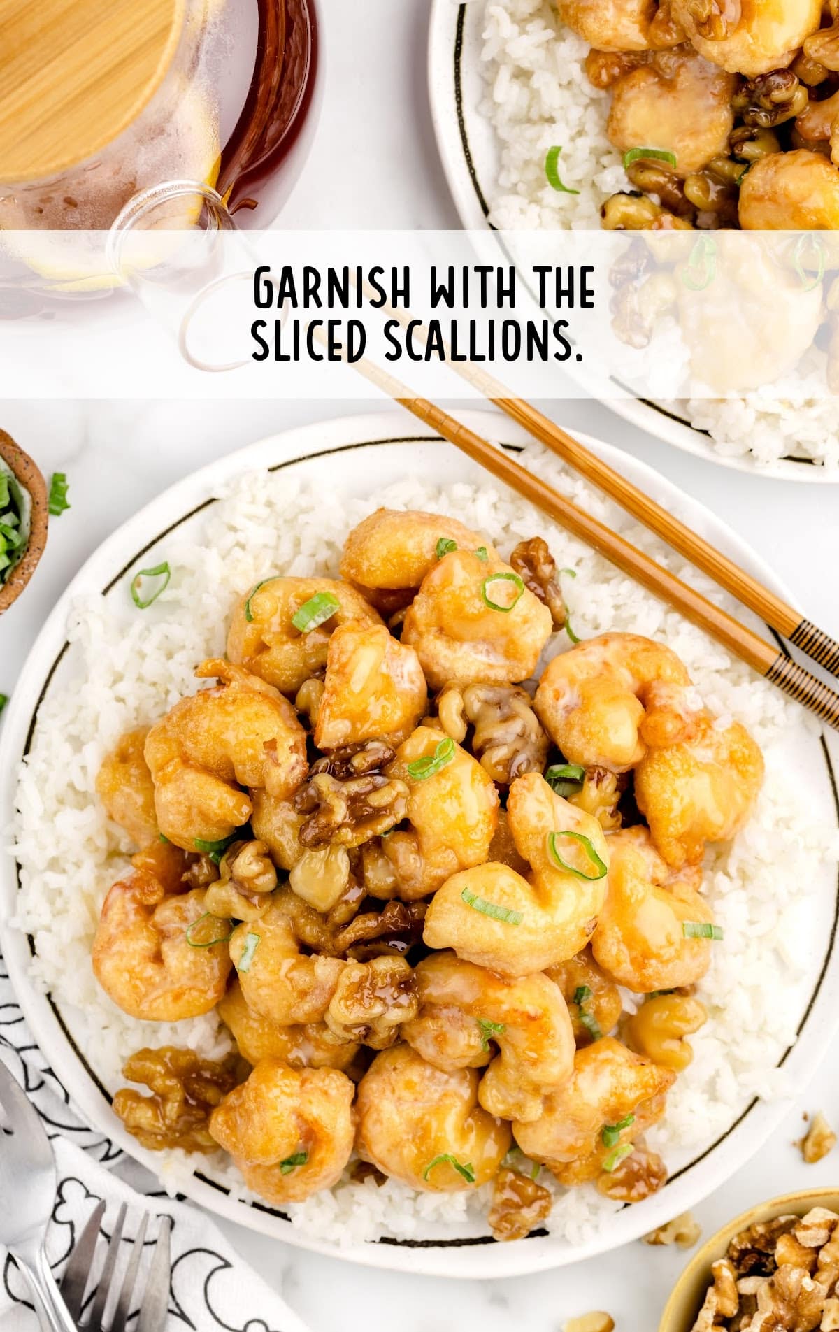 shrimp garnished with scallions