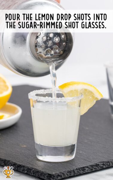 shot poured into a sugar rimmed shot glass