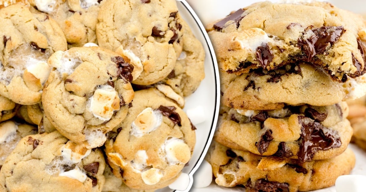 close up shot of Marshmallow Cookies stacked on top of each other