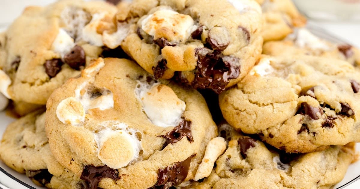 close up shot of Marshmallow Cookies stacked on top of each other