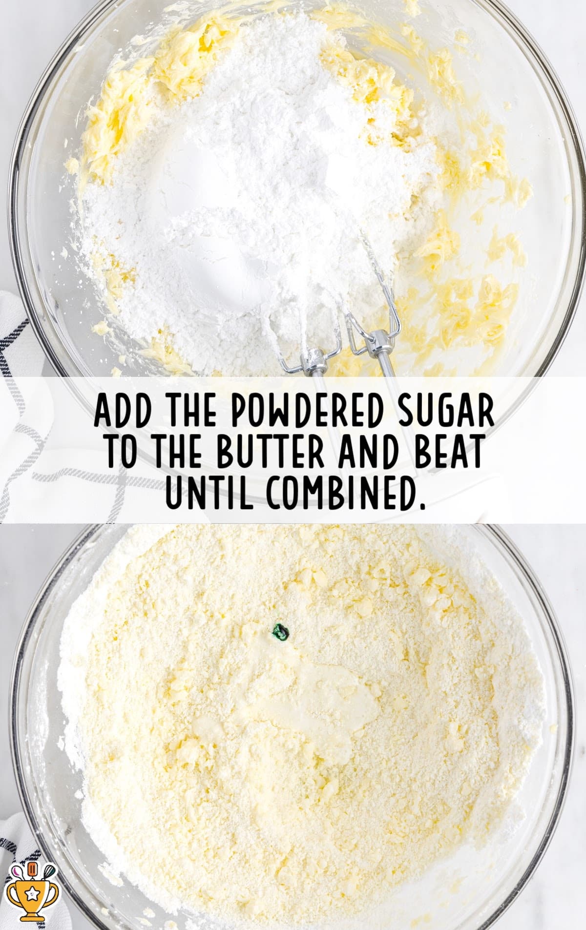 butter and powdered sugar combined together