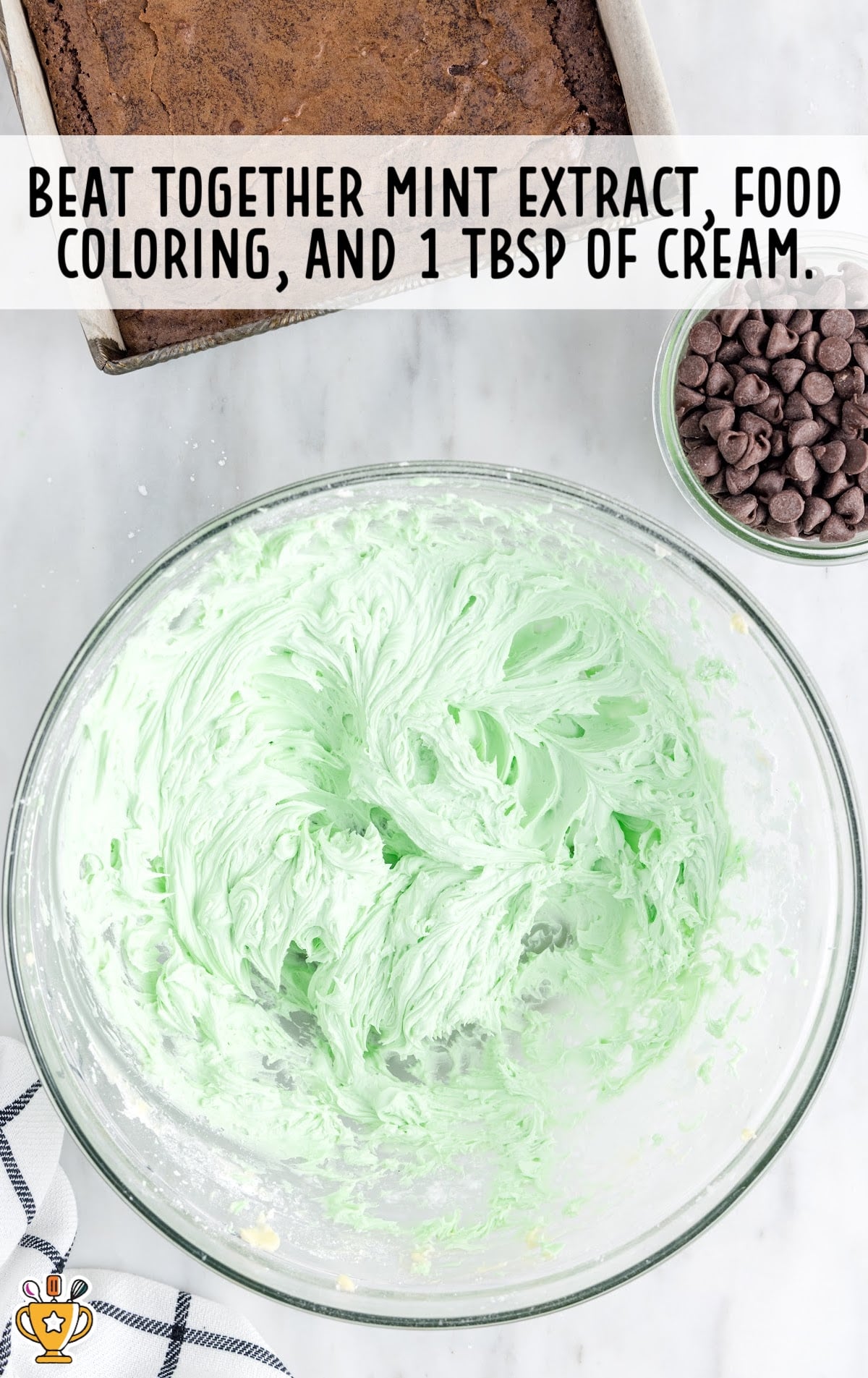 mint extract, food coloring, and cream combined together