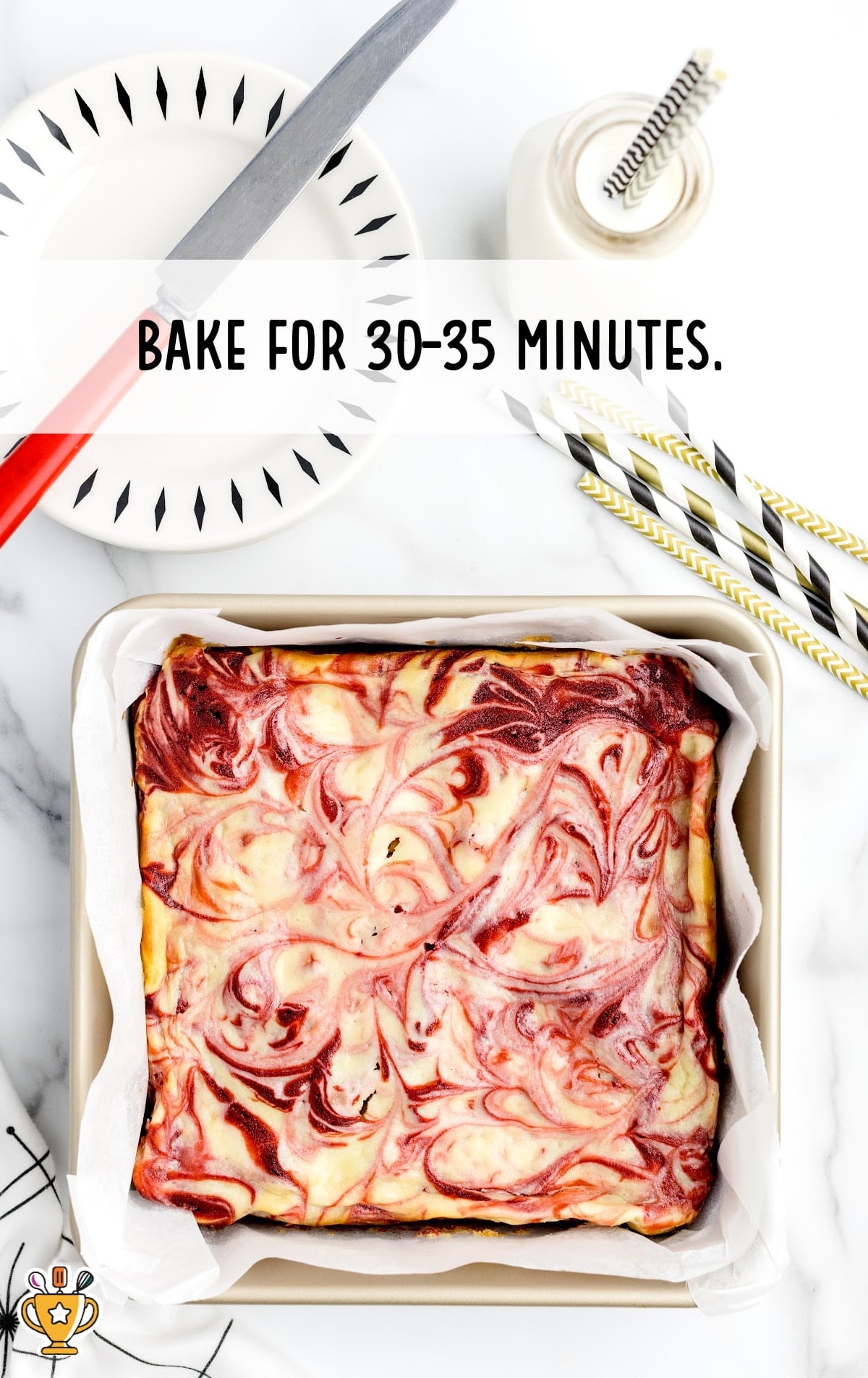 Red Velvet Brownies baked in a baking pan