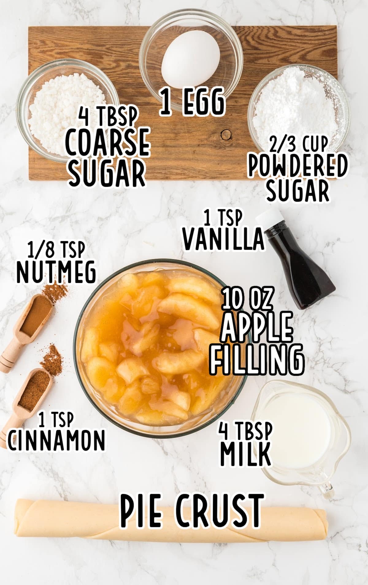 Air Fryer Apple Pie raw ingredients that are labeled