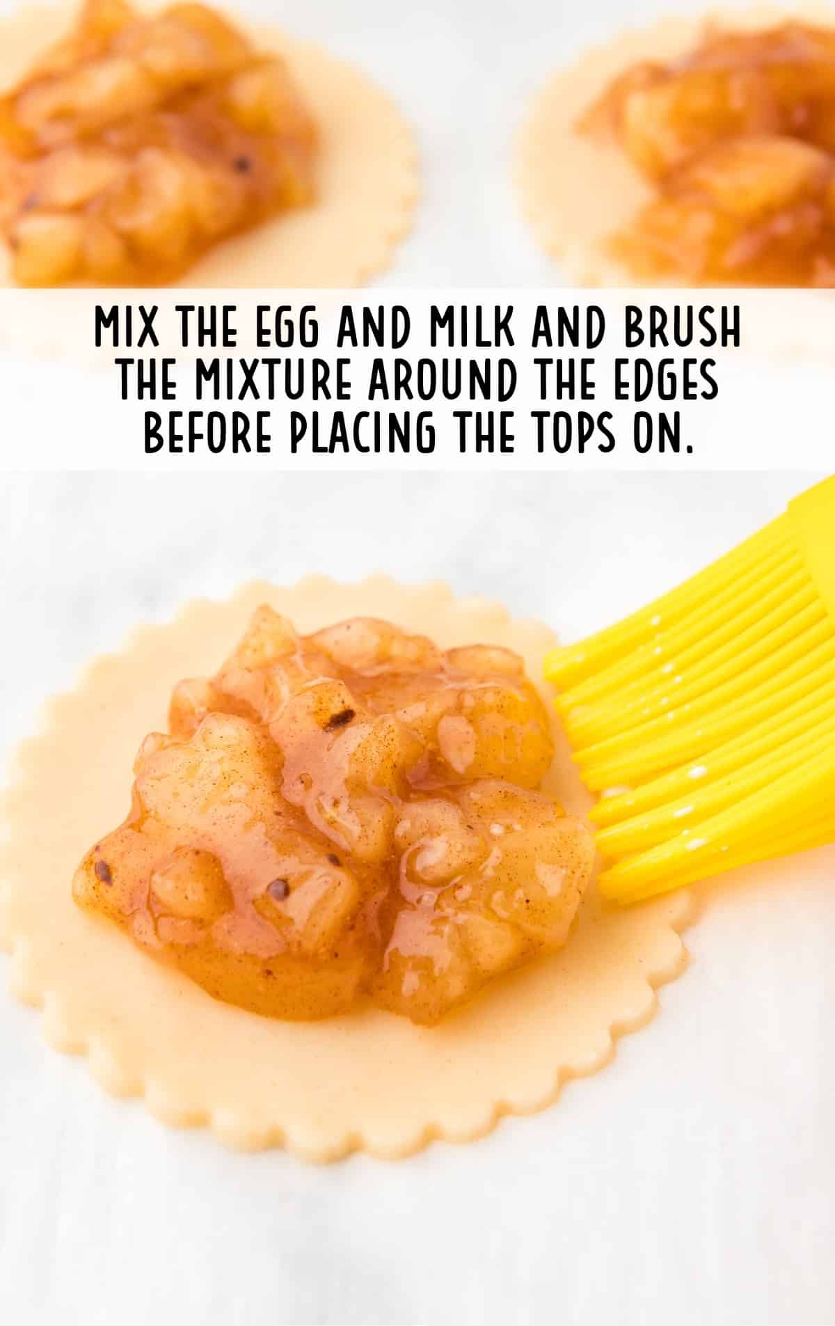 egg and milk mixture brushed on the pie crust