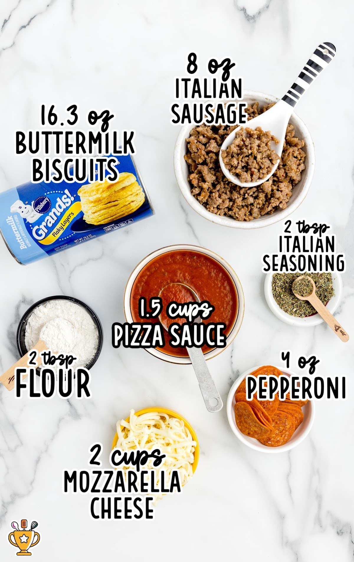 Air Fryer Pizzas raw ingredients that are labeled