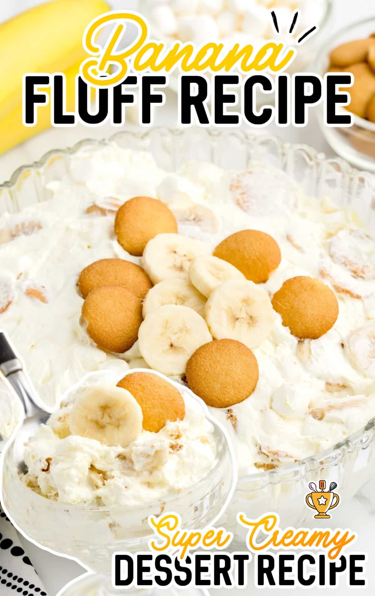 close up shot of Banana Pudding Fluff in a bowl