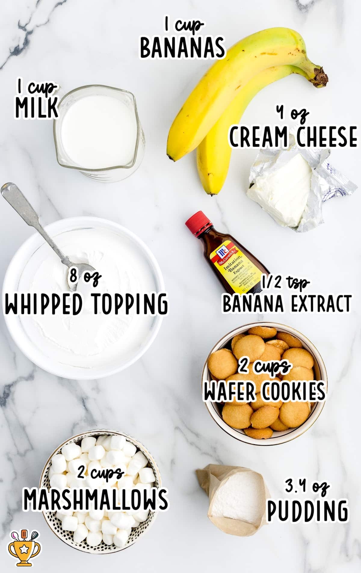 Banana Pudding Fluff raw ingredients that are labeled