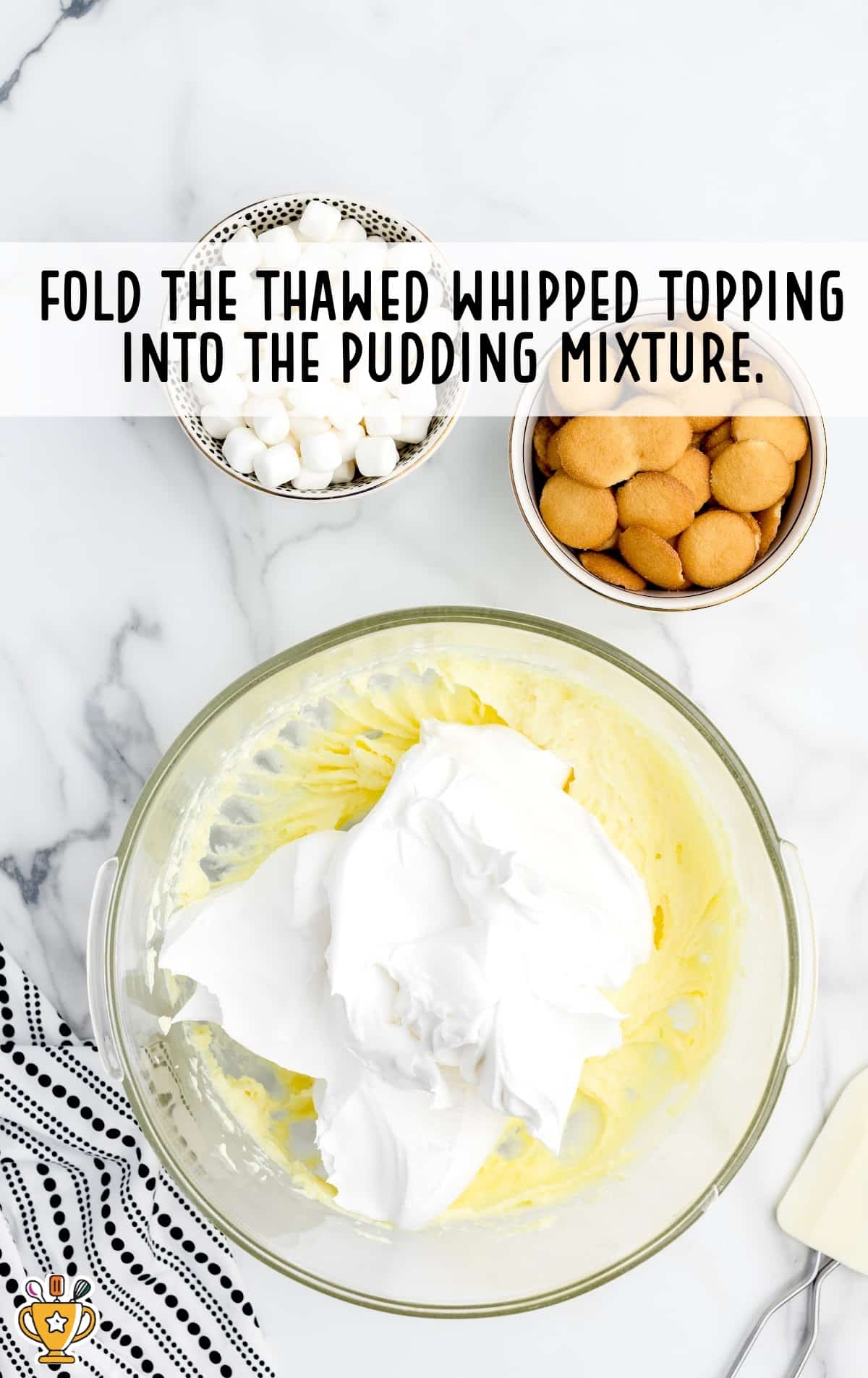 whipped topping folded into the pudding mixture