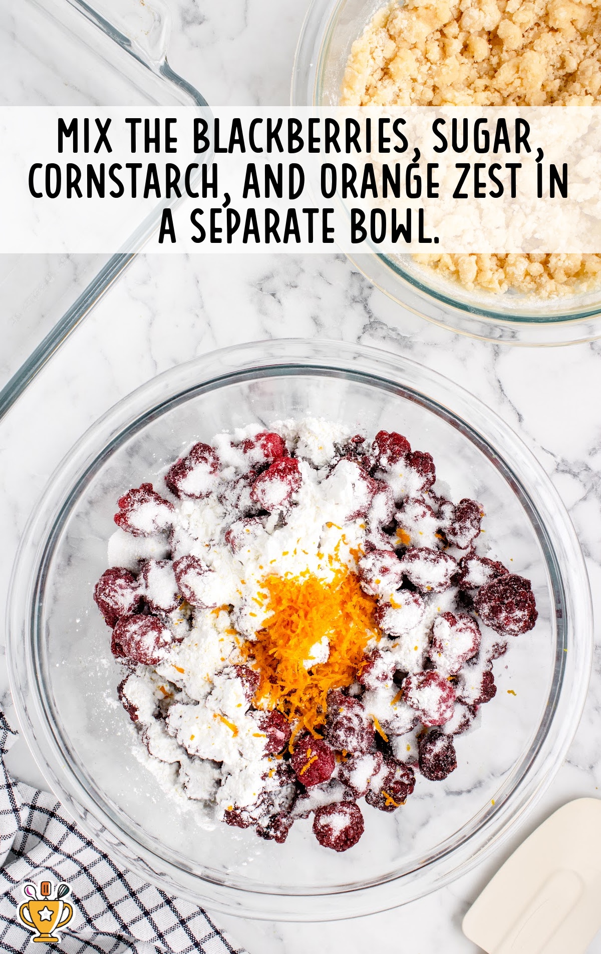 blackberries, sugar, cornstarch, and orange zest combined in a bowl