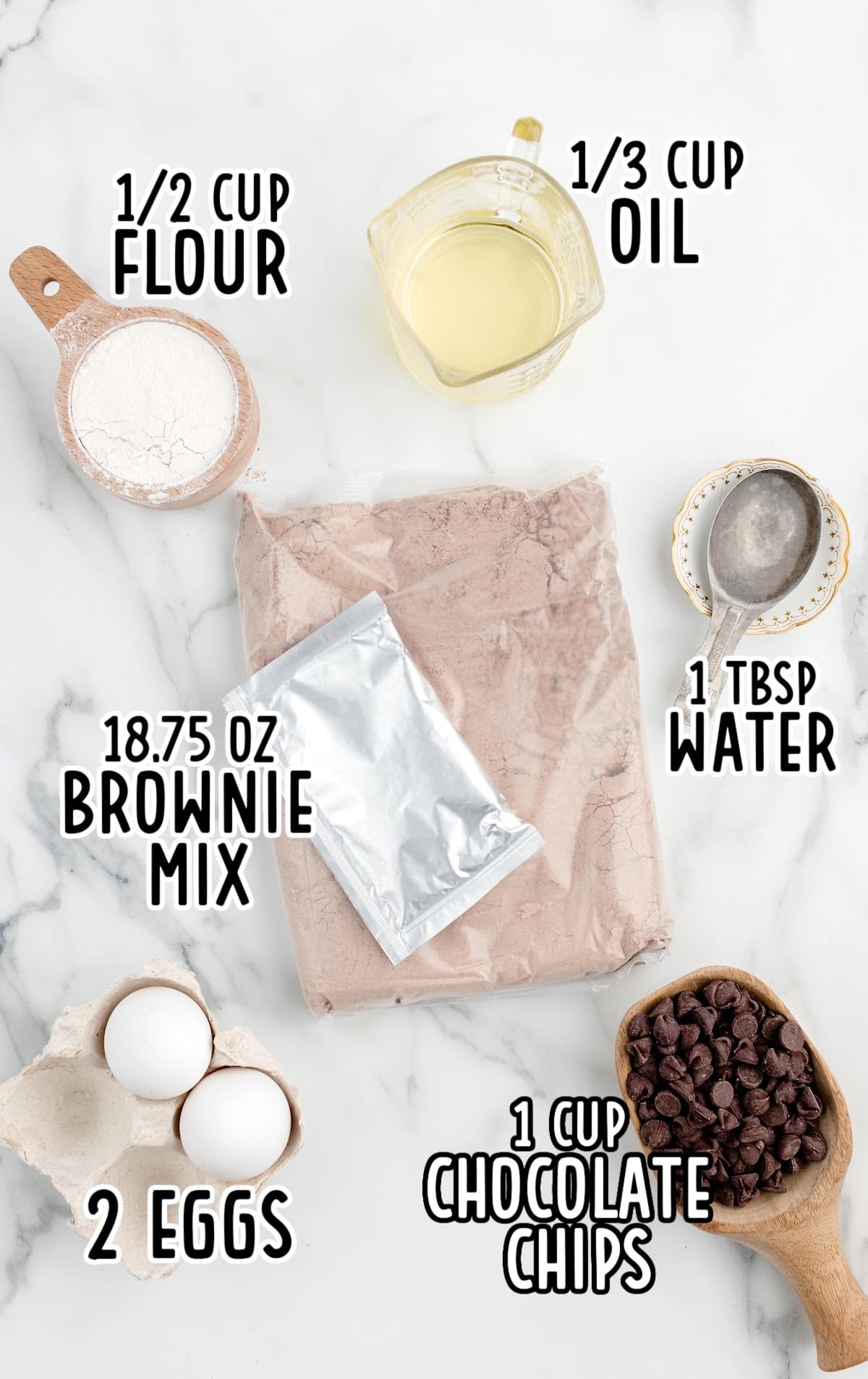 Brownie Mix Cookies raw ingredients that are labeled