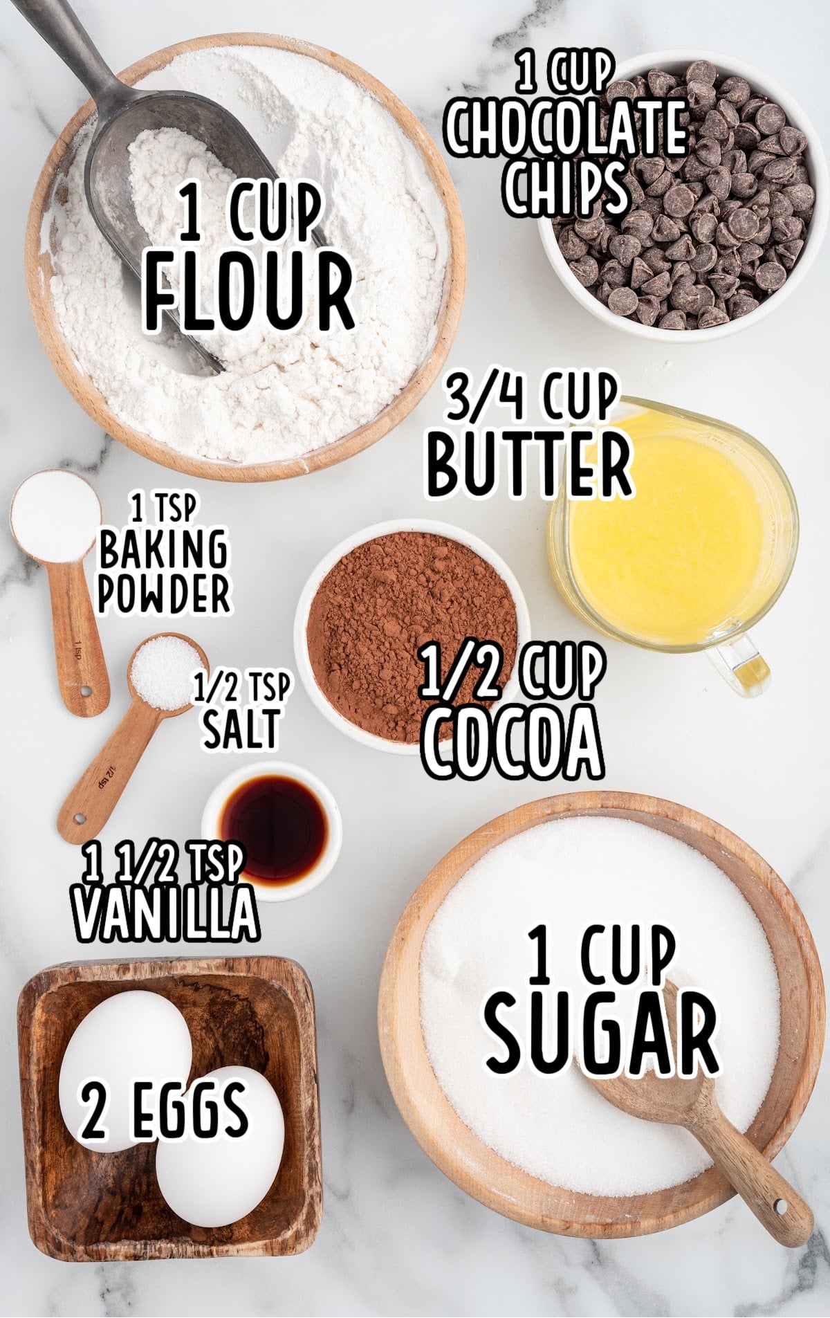 Brownie Muffins raw ingredients that are labeled