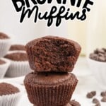 a close upshot of Brownie Muffins stacked on top of each other