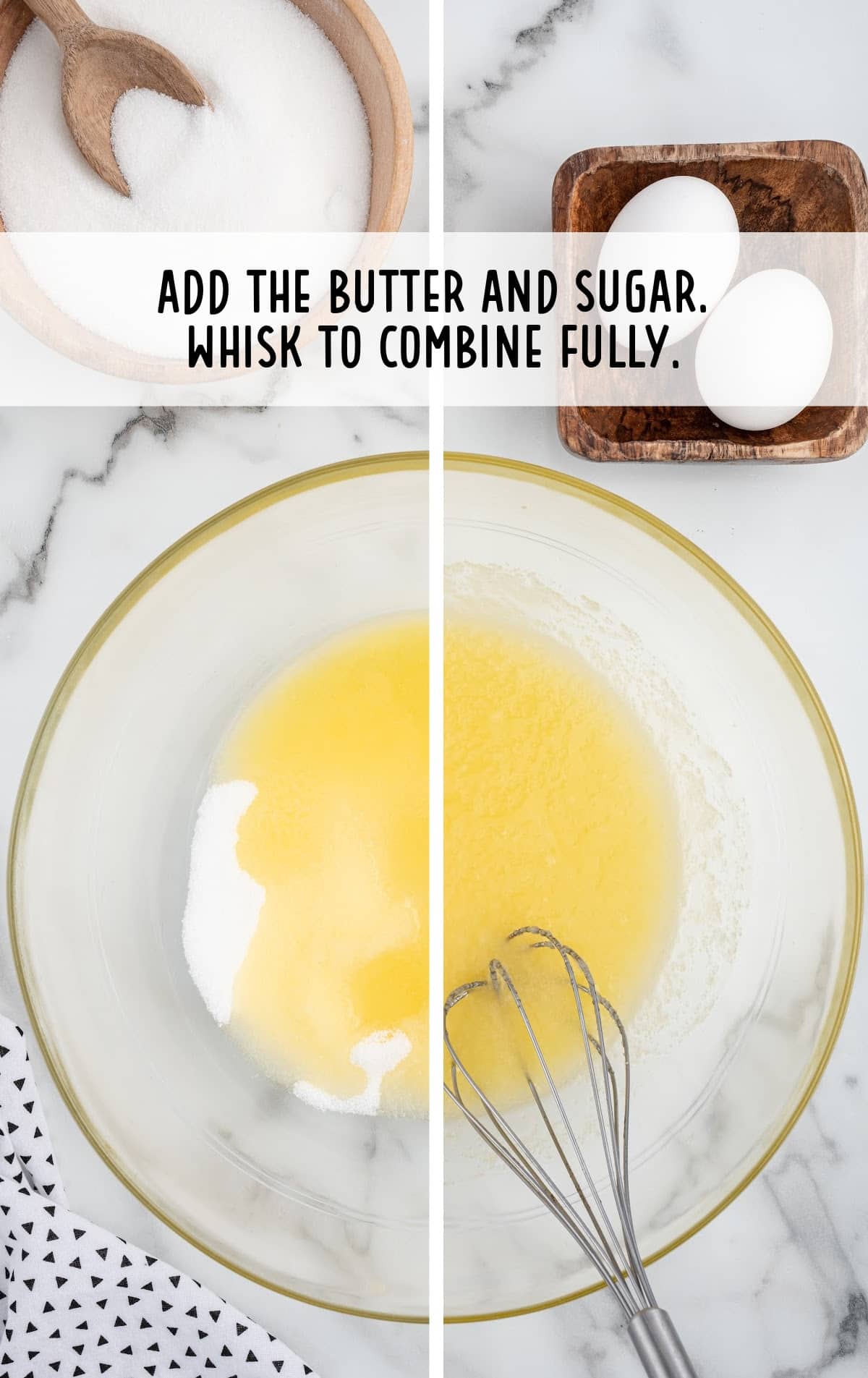 butter and sugar whisked together