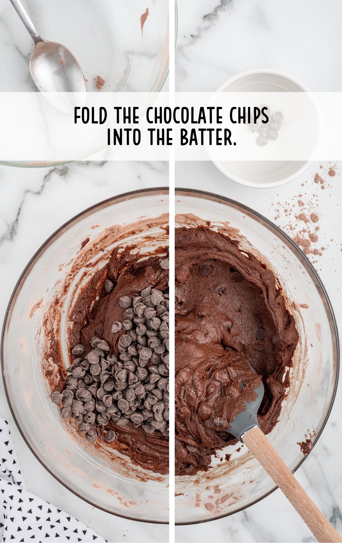 chocolate chips folded into the batter