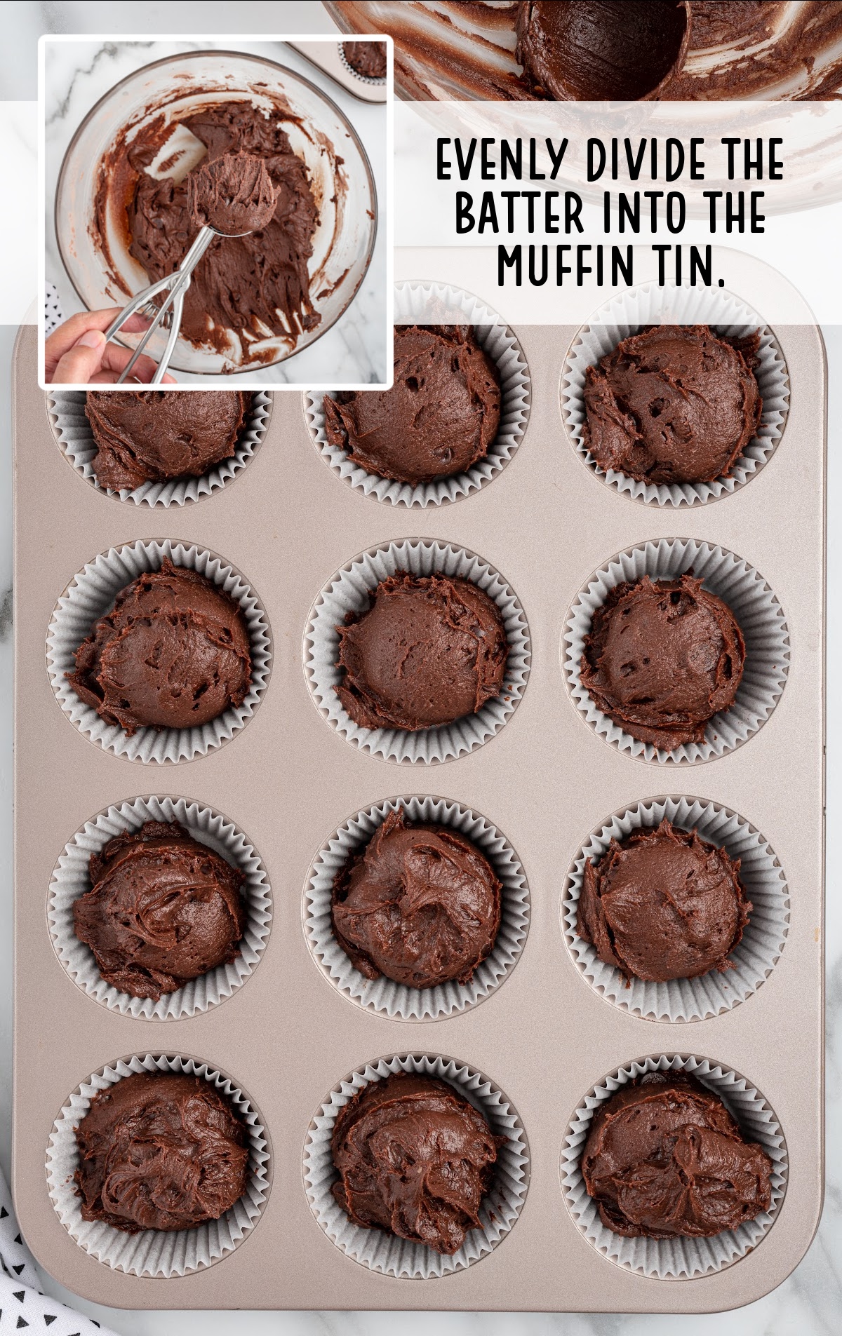 batter divided into the muffin tin