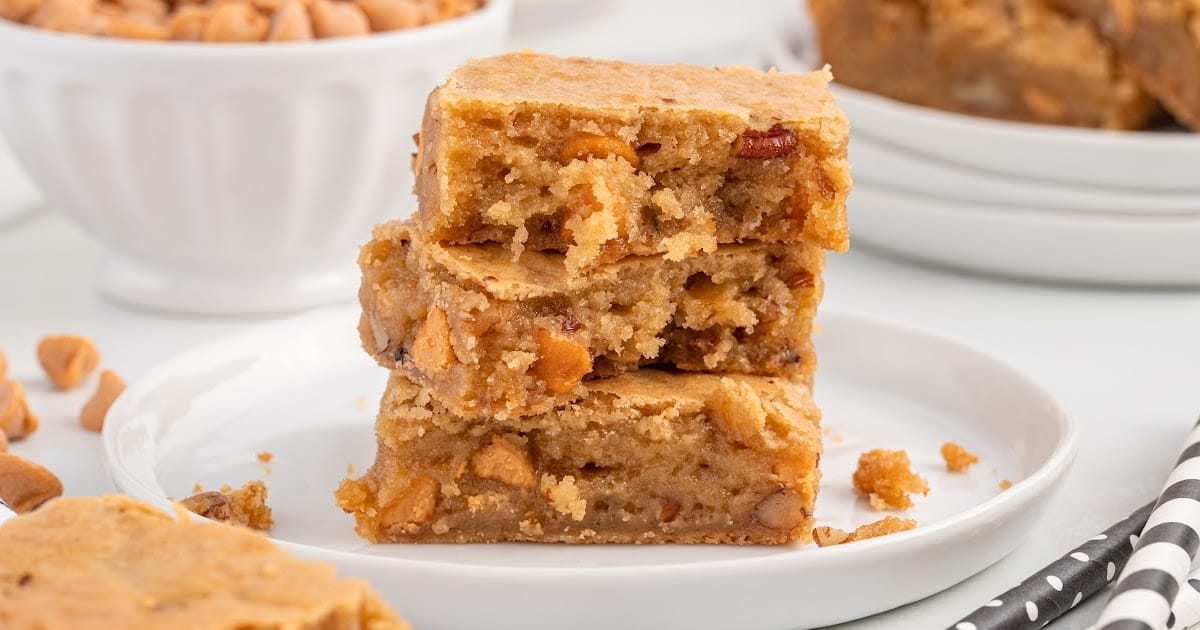 overhead shot of Butterscotch Brownies