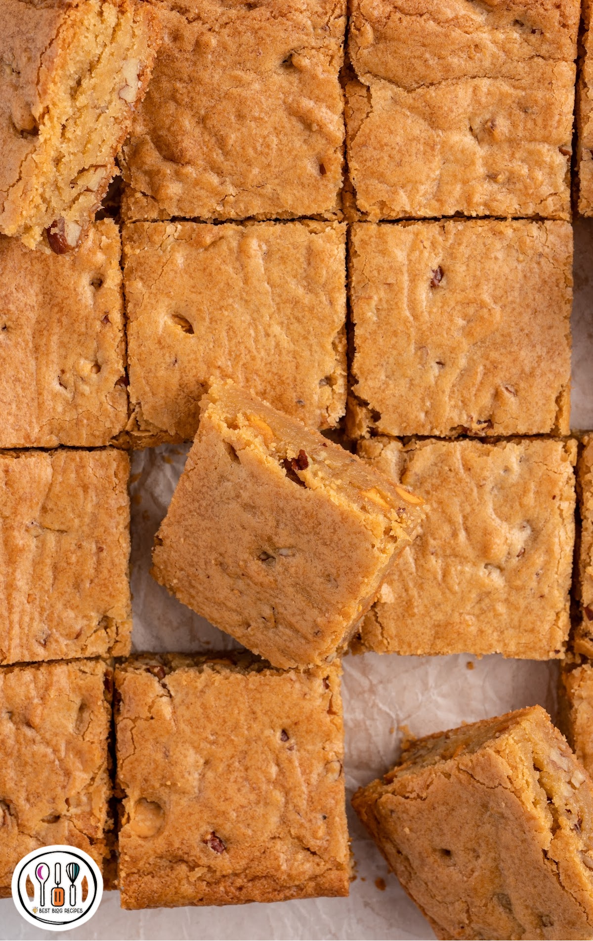 overhead shot of Butterscotch Brownies