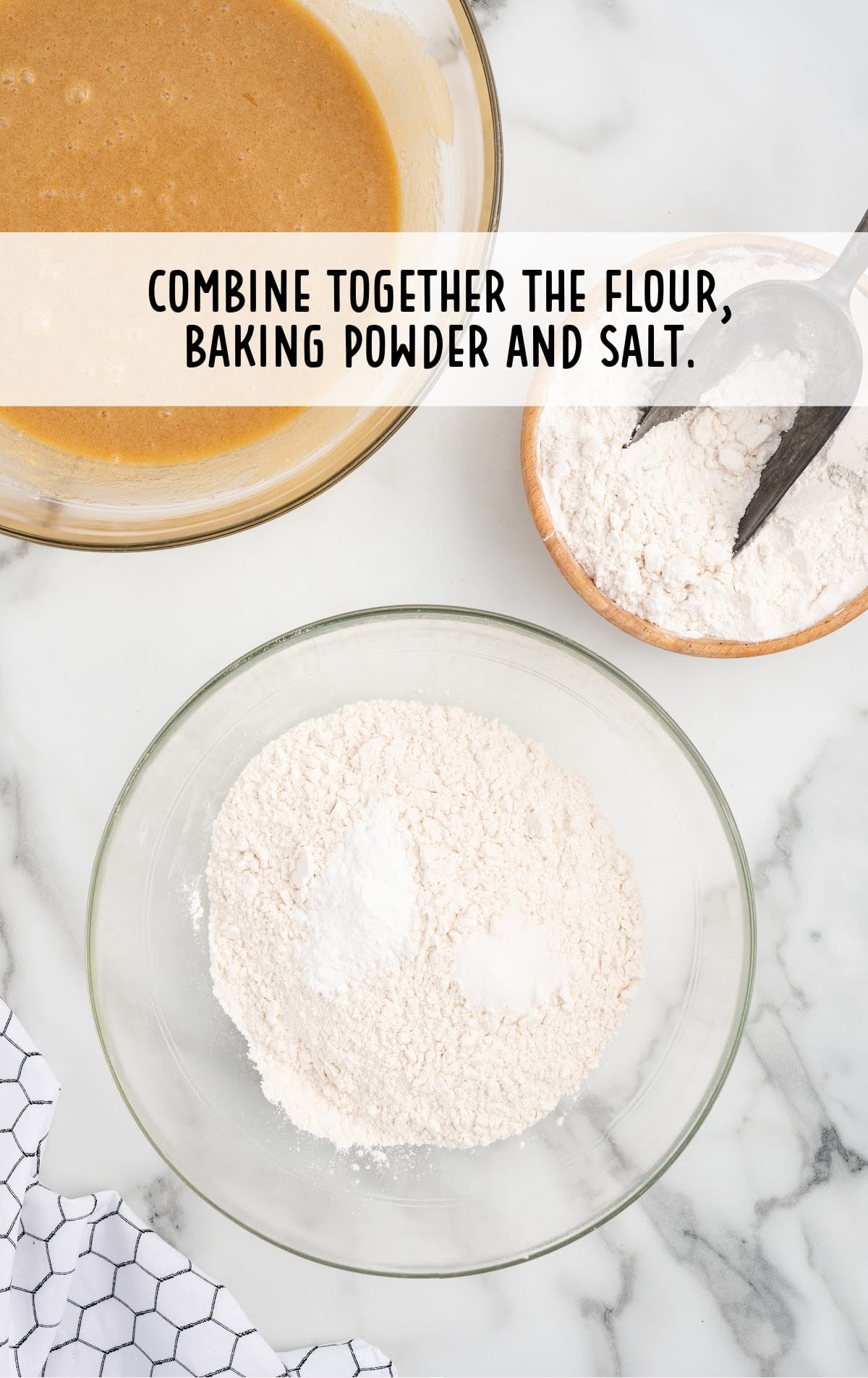 flour, baking powder, and salt combined