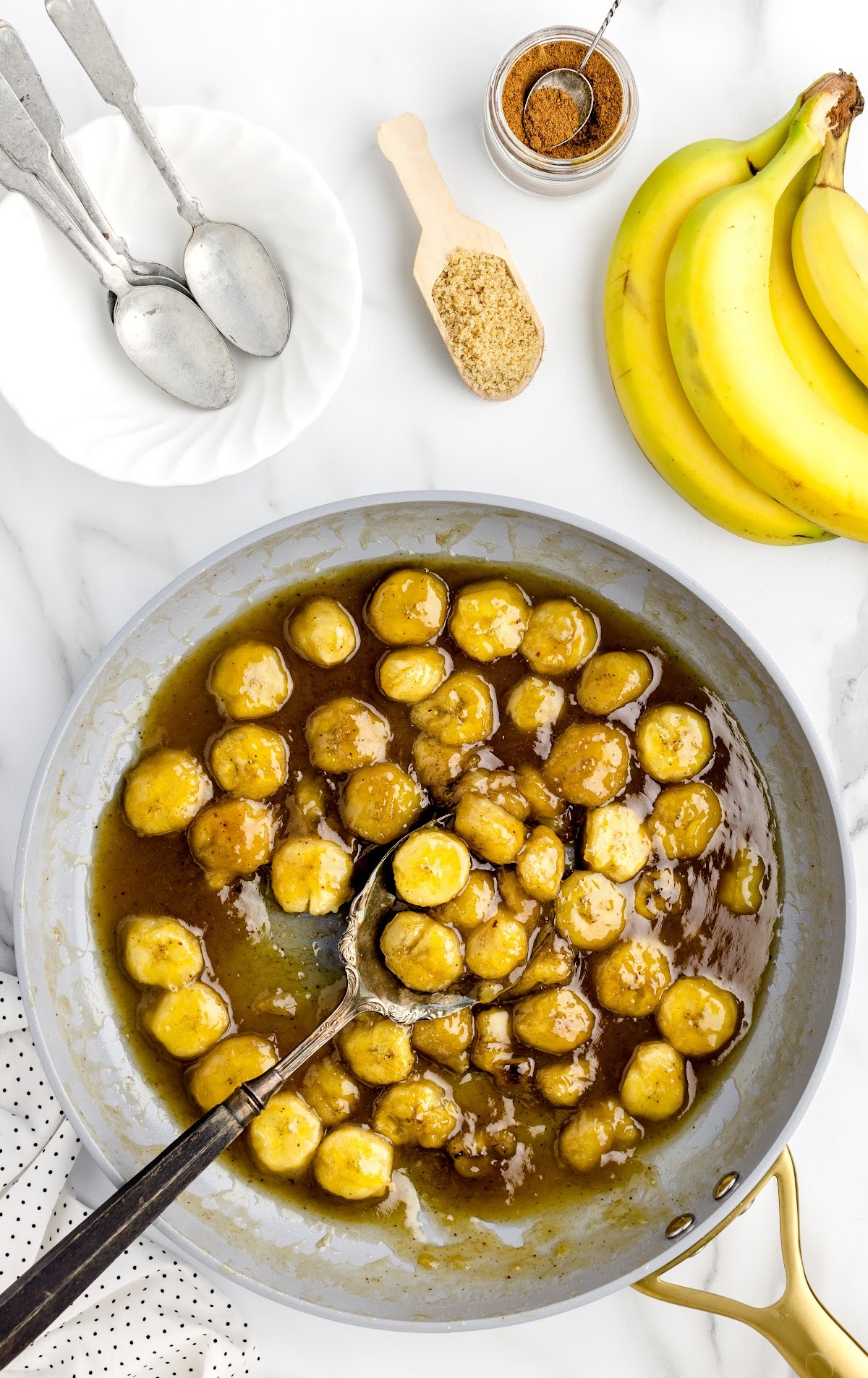 close up shot of a caramelized bananas