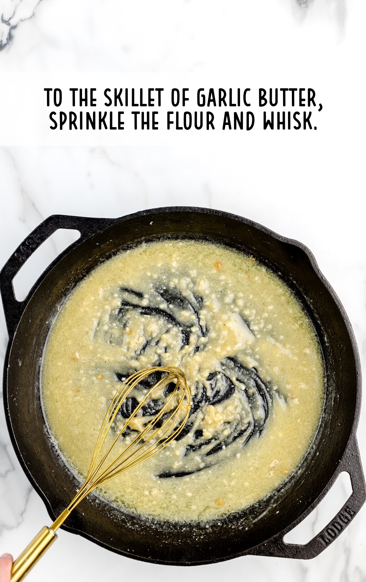 flour added to the garlic butter